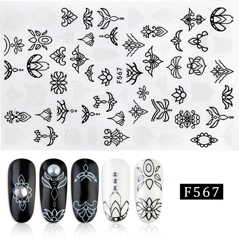 1pcs 3D Bloeiende Bloem Nail Stickers Zelfklevende Nail Art Stickers Bloem Leaf Nail Sticker en Sticker Nail Art Tips DIY Decoratie: F567