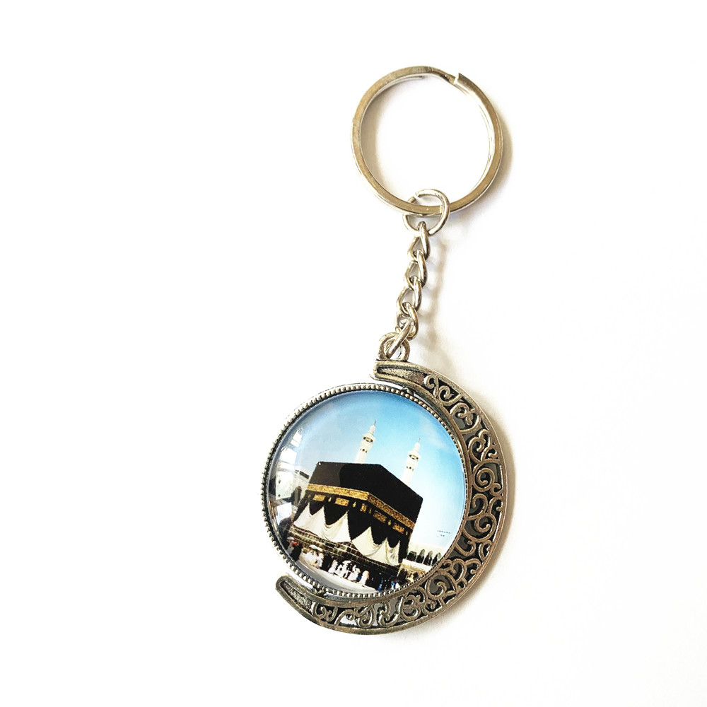 Kaaba Crystal Keychain Muslim Ramadan Both Side Key Ring