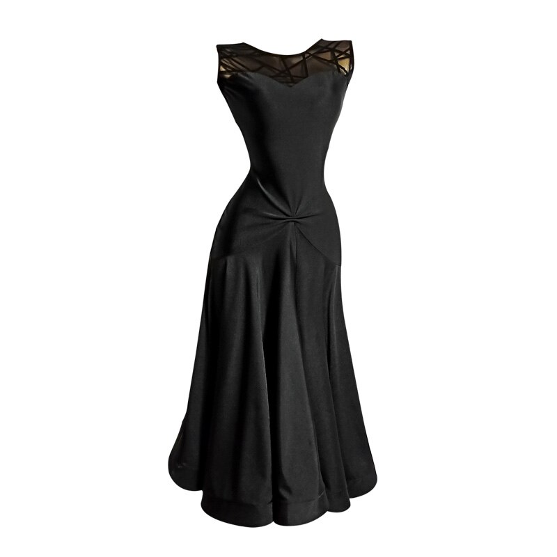 Ballroom Dance Long Dress Sleeveless Skinny Waltz Skirt for Women Dance Competition Show Perfoemance Clothes: Only dress / M