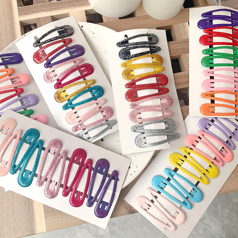 10 piezas de cabello de bebé Clips para el cabello peinado accesorios niñas Snap Clip brillo pines BB horquilla Color broches para niños los niños