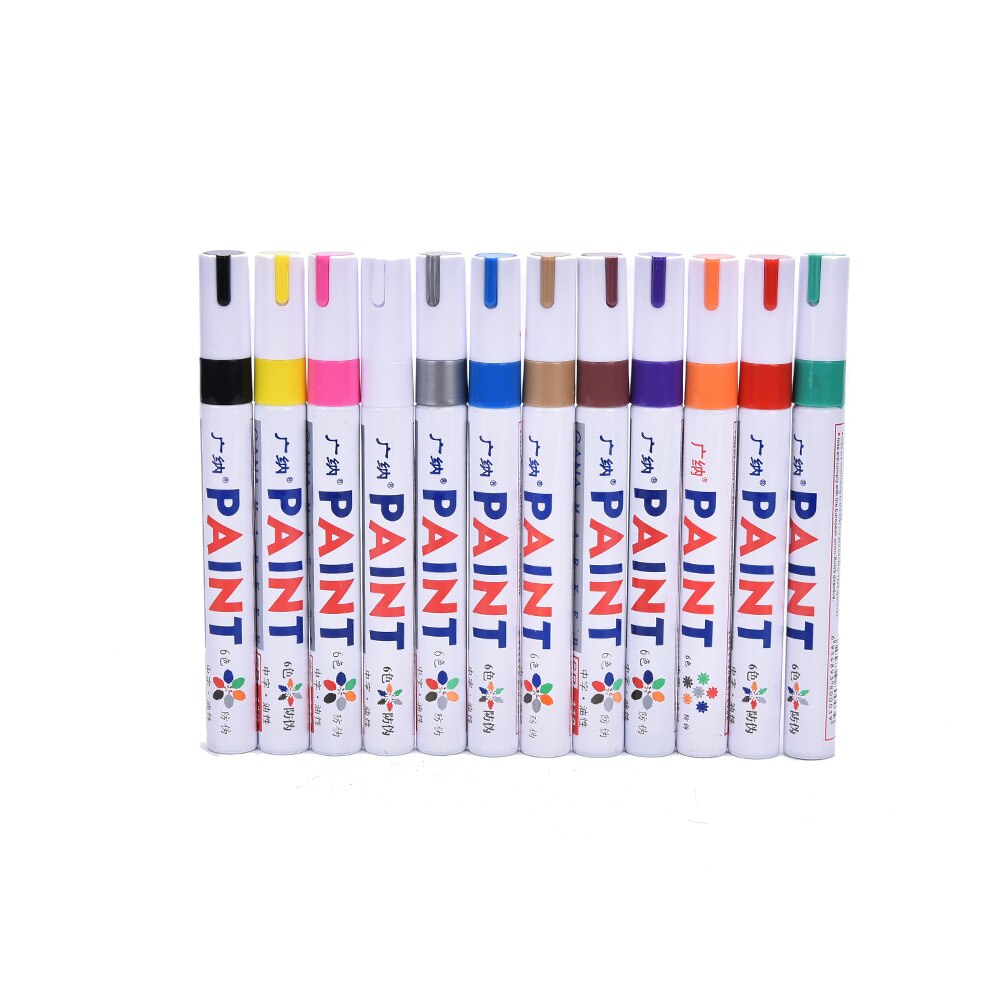 12 Kleuren Marker Pen Voor Cd Keramische Glas Plastic Hout Papier Verf Marker Caneta Escolar Kantoor Schoolbenodigdheden