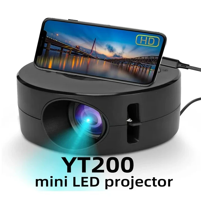 YT200 home high-definition projector miniature portable small mobile phone projector wireless: Default Title