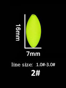 Flotador de pesca fluorescente Seven star, accesorios de equipo de pesca de carpa, tope A098, lote de 5 paquetes: size 2 yellow