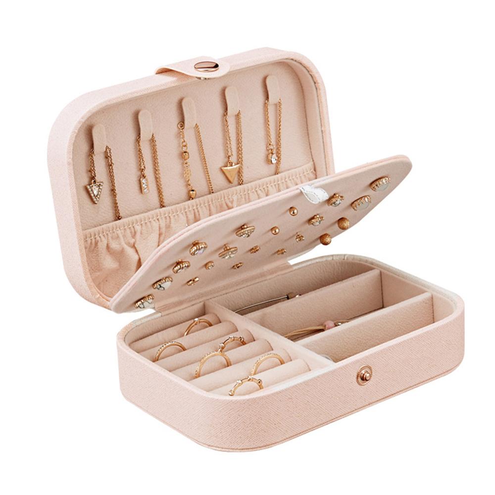 Velvet Portable Jewelry Box Jewelry Organizer Display Travel Jewelry Case Boxes Button Leather Storage Zipper Jewelers Joyero: 03