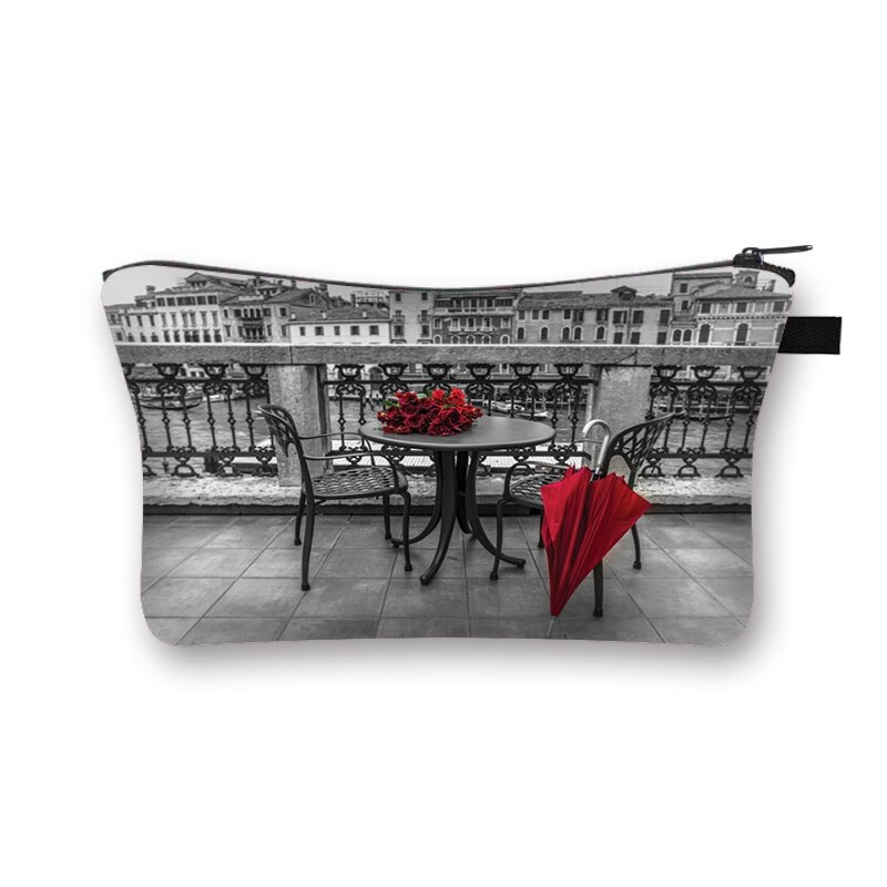 Czerwona i czarna seria kosmetyczka damskie szpilki wzór kosmetyczka o dużej pojemności torba na parasol Rose Make up Cases: shzbredrain18
