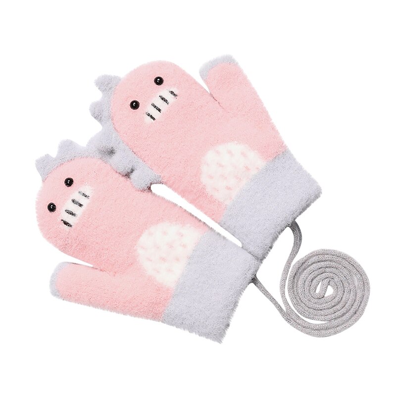 6-10 Jaar Leuke 3D Cartoon Baby Handschoenen Winter Gebreide Handschoenen Zuigelingen Wanten Thicke Warm Volledige Vinger Touw Handschoenen voor Jongens Meisjes: F