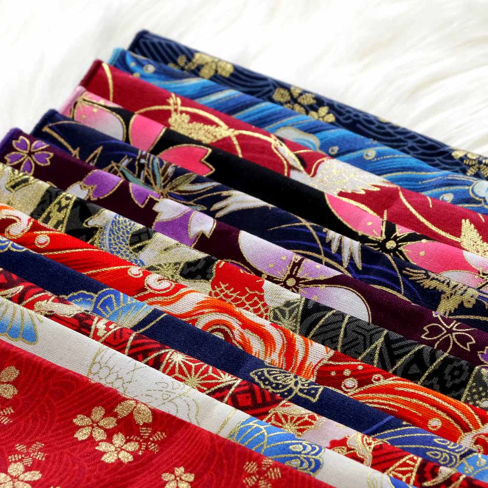 Serviette de poche Style japonais et vent en coton tissu fait à la main Satin bronzant vagues de papillon mouchoir de fleur de cerisier