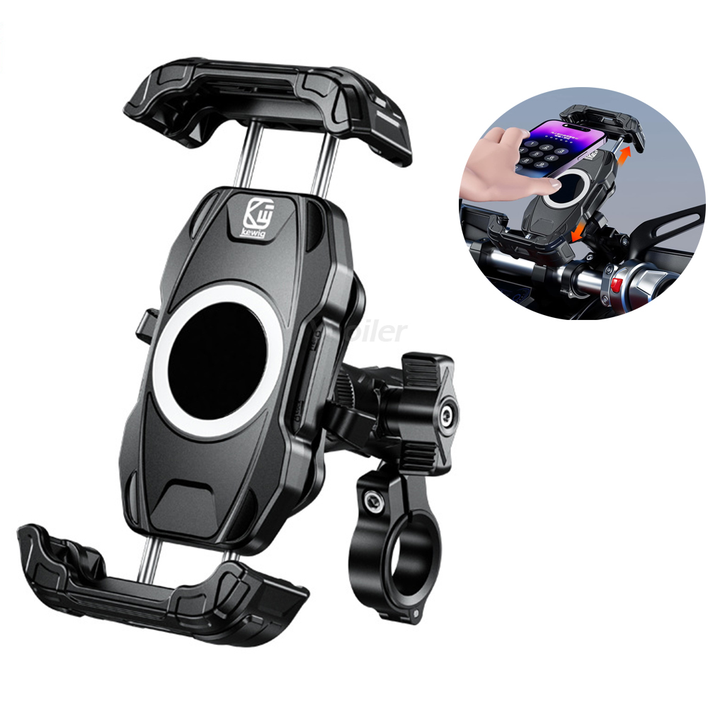 Motorcycle Phone Mount Holder Vibration Dampener Secure Lock Bike Handlebar Phone Mount for 16/15/ 14/13 Pro Max 5.4-7.2" Phones