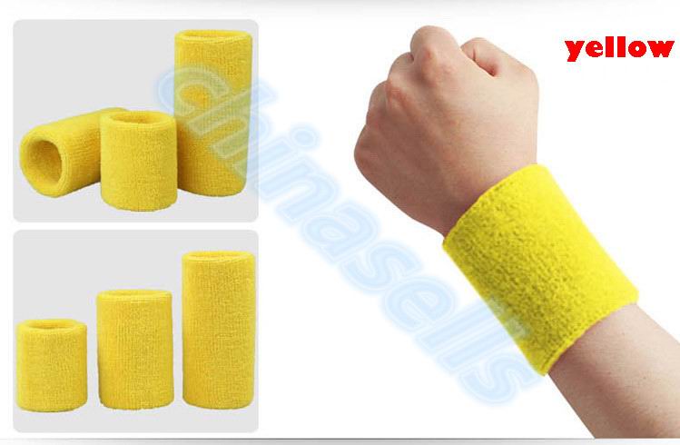 50pcs Sports Sweatband Cotton 8*8cm Terry Cloth Wrist Sweat Bands Tennis Fitness Basketball Wristband Wrist Support Protector: Yellow