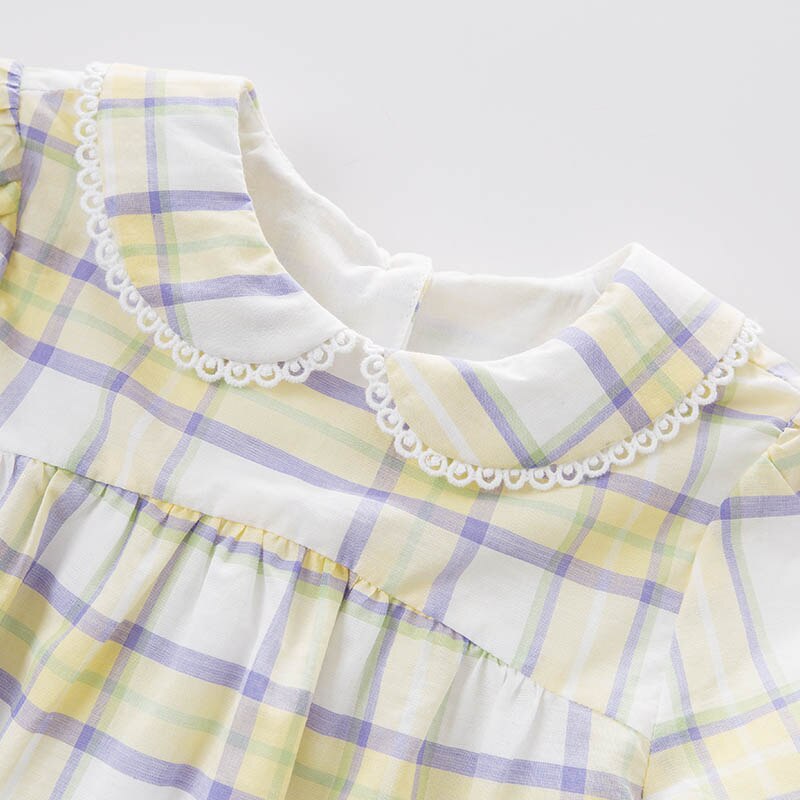 Dba 6620 dave bella spring baby piger gul plaid skjorte børn bomuld lolita toppe børn bluser