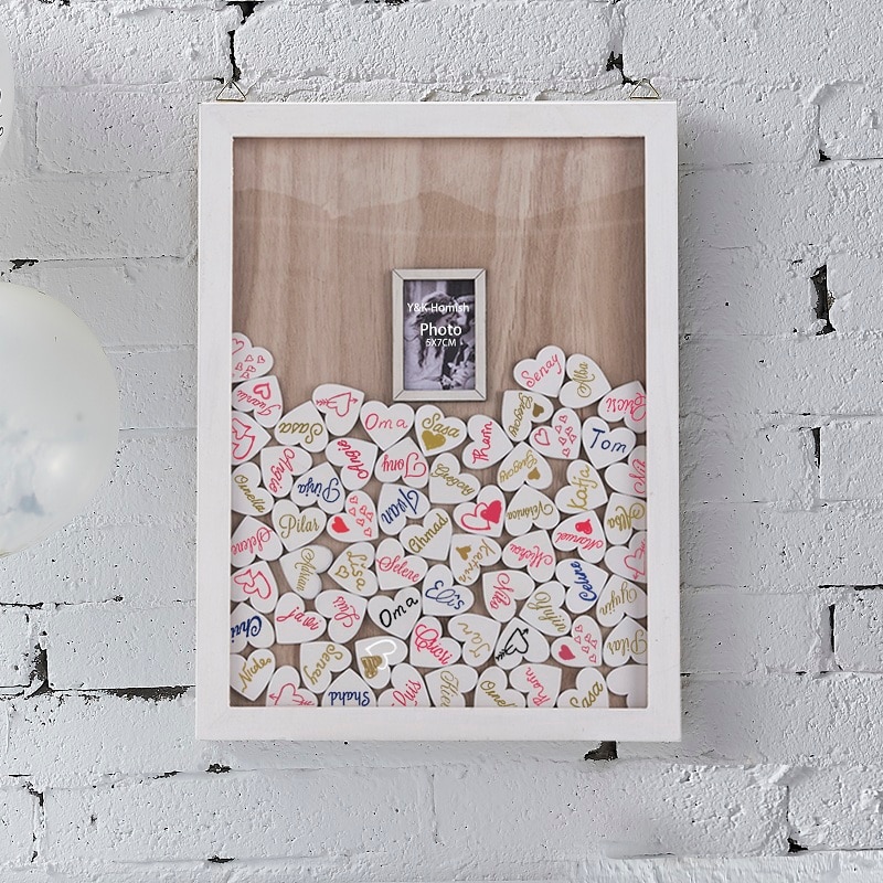 Livre D'lub de mariage, Y & K Molish kadrowe zdjęcie En Bois, kadry łyk érieur Signe Livre mody 100 Liczba Pièces Coeurs En Bois Rustique De