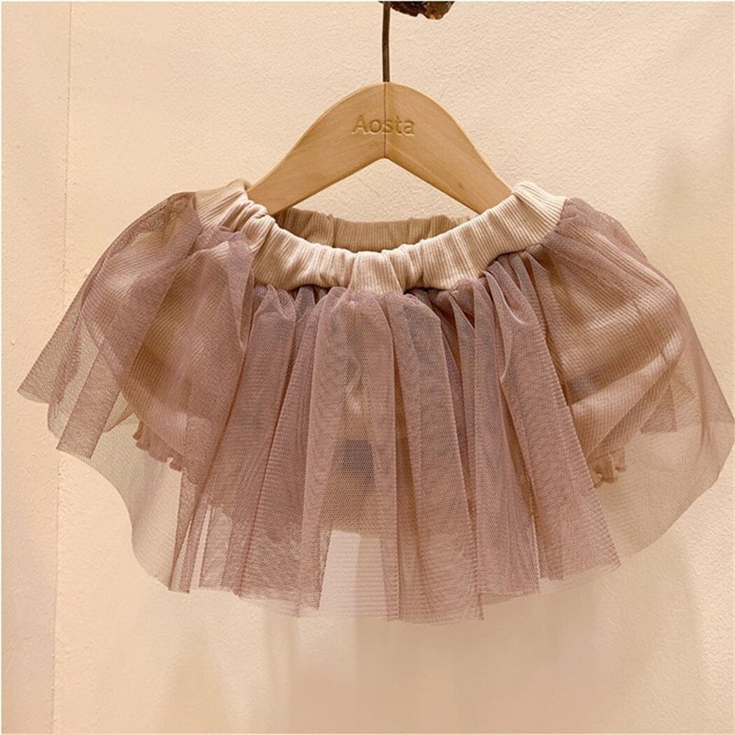 Soft Breathable Baby Tulle Skirt for Girls Clothing Spring Summer Cotton Ribbed Skirt Short for Children Pettiskirts 0-24M: Coffee / 0-6 Months 66