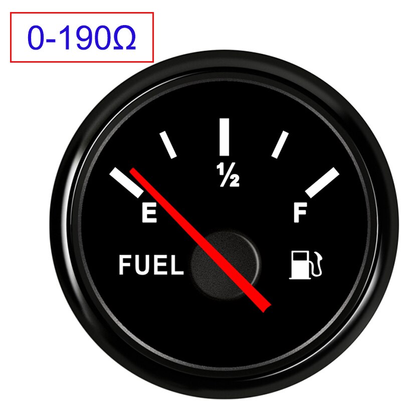 52mm indicador de nivel de combustible coche digital medidor de partes automotrices indicadores 12V 24V para Universal para barco del camión del coche RV Camper de la motocicleta: Black 0-190ohm