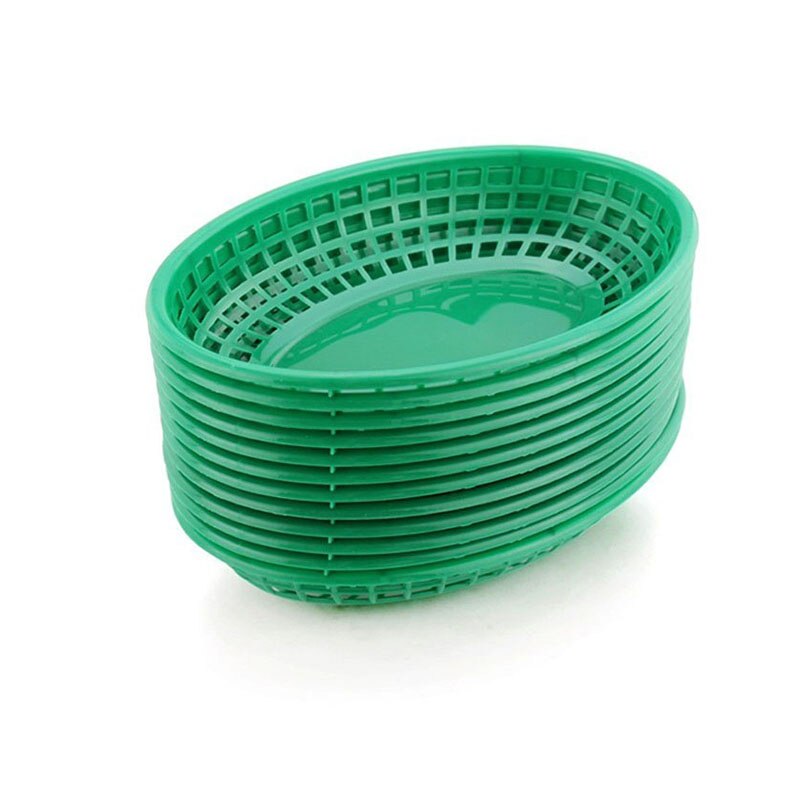 Cestas de plástico de 9,25 "para comida rápida plato ovalado para desayuno, platos de cena, patatas fritas, pastel, bandeja de barra para pan, restaurante, 12 Uds.