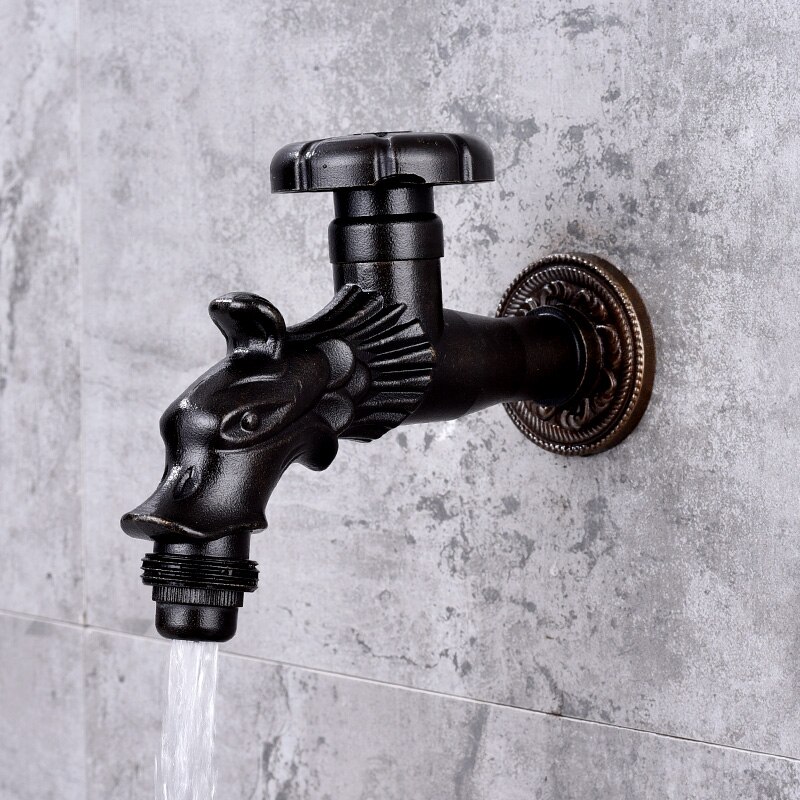 Antike Durcheinander Mopp Wasserhähne Waschmaschine Wasserhahn Drachen Einzigen Kühl draussen Balkon Wasser Wasserhähne Garten retro Armaturen: LDT01B