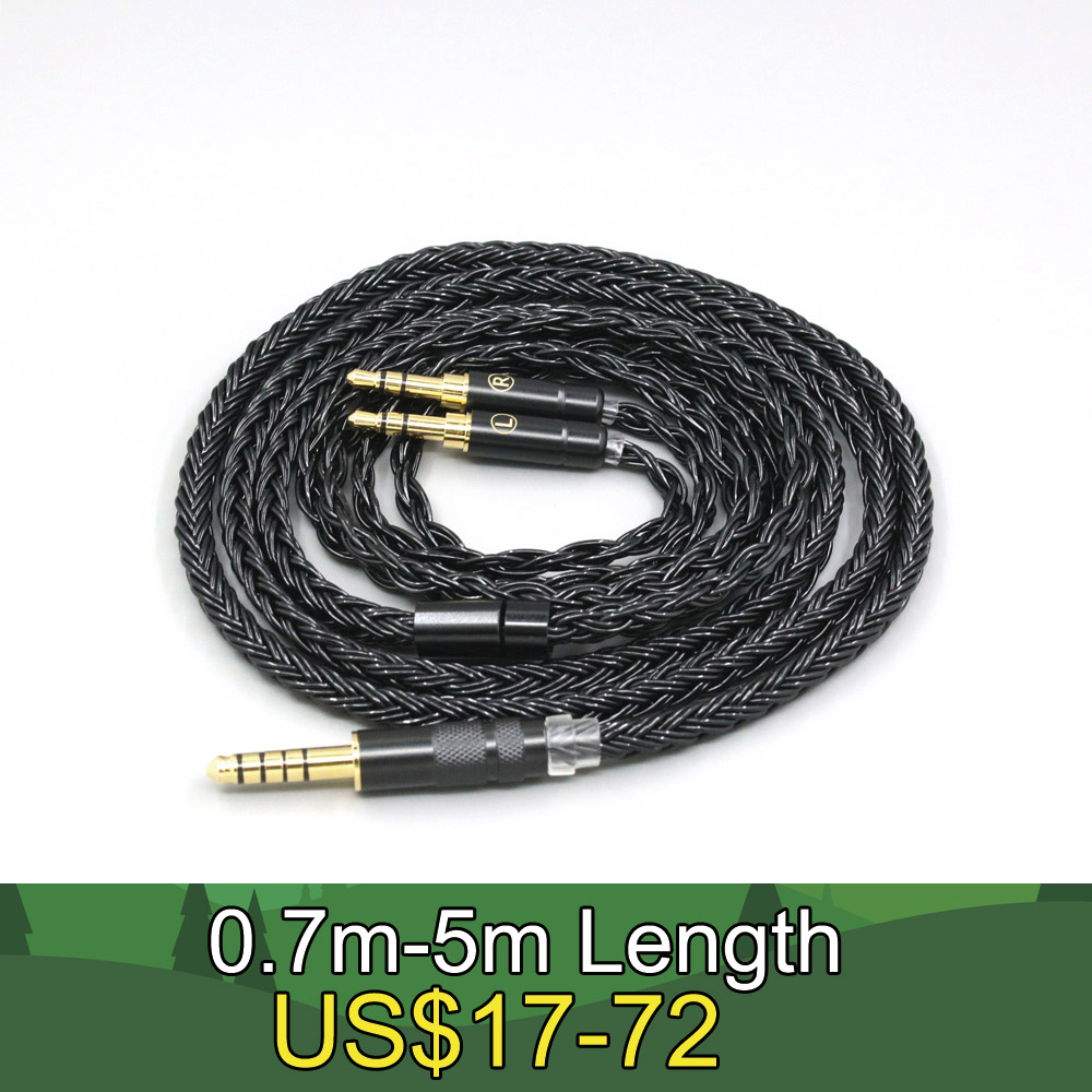Cable de auriculares trenzado negro de 16 núcleos para Hifiman Sundara Ananda HE1000se HE6se DEVA Pro Planar magnético he400se Arya LN 007423