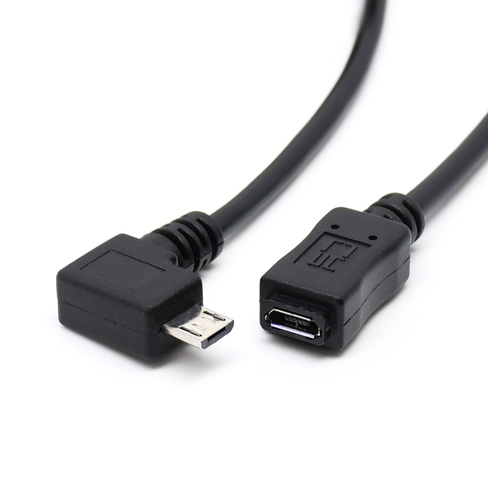 Micro USB extension cable 50cm 20cm 5pin V8 male to female extender for mobile phone tablet: left angle / 0.5m