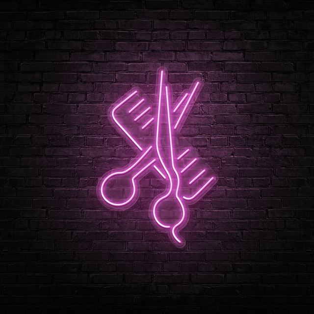 Wanxing Neon Led Kapper Winkel Decoratie Licht Super Cool Schaar Neon Lamp Muur Opknoping Acryl Nachtverlichting Straat Room Bar: Purple