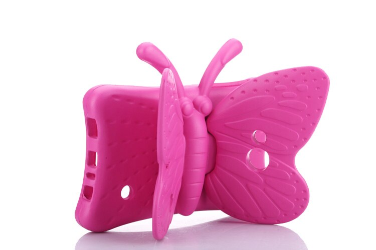 Schokbestendig Eva Case Voor Samsung Galaxy Tab 3 7 Inch P3200/T110/T111/T210/T211, 3D Cartoon Vlinder Kinderen Veilig Tablet Stand Cover: Rose Red