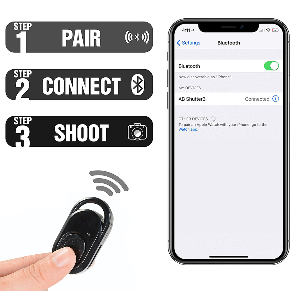 Bouton de télécommande sans fil Bluetooth, retardateur de caméra, déclencheur, téléphone monopode pour ios et Android