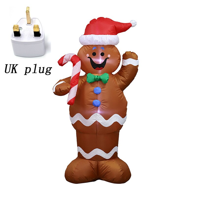 Kerst Opblaasbare Led Gingerbread Man Cookie Met Led Verlichting Indoor Outdoor Yard Airblown Decoratie Fun Xmas Party Display: UK plug