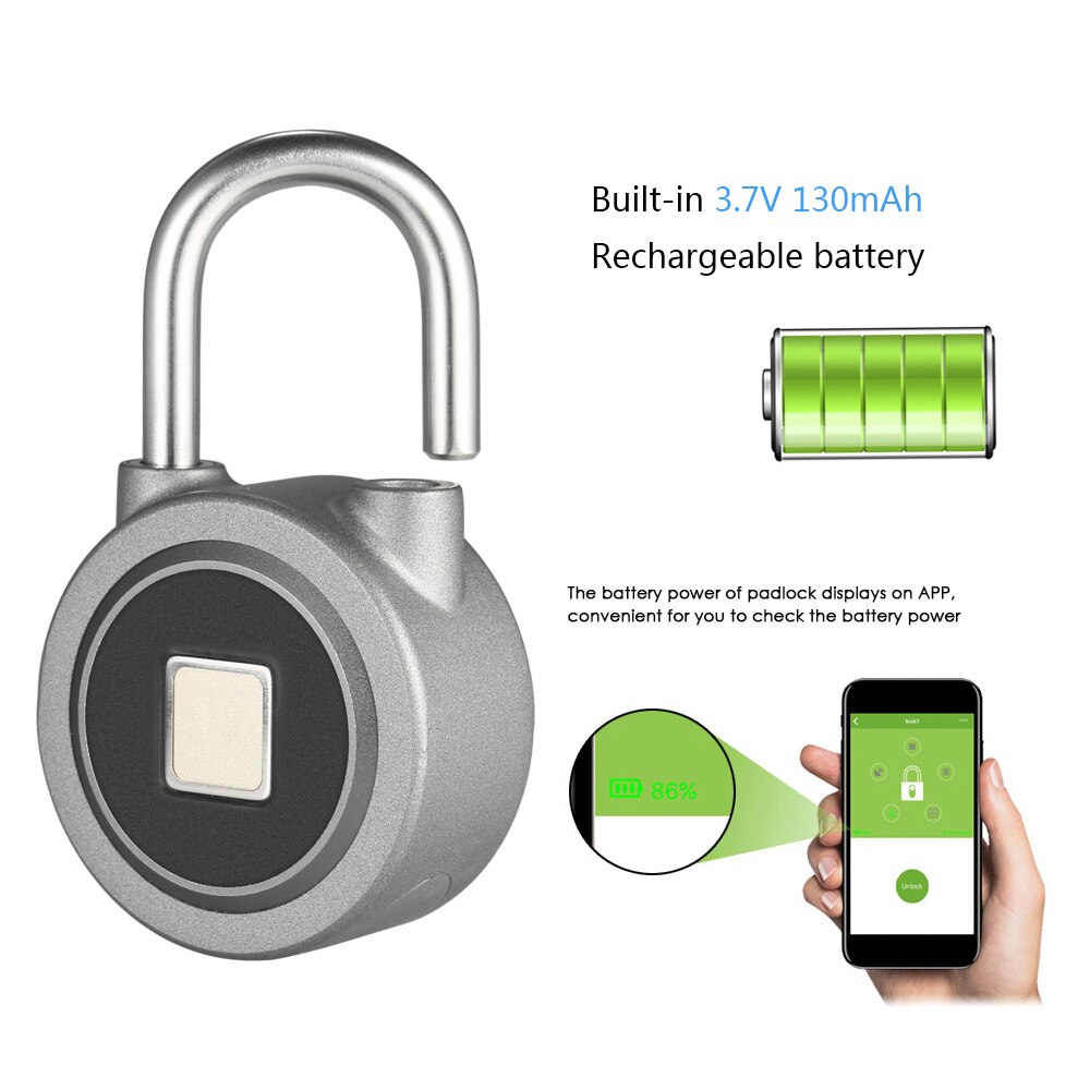 Smart Fingerprint Bluetooth Padlock Multi-function Waterproof Doorlock Mobile App Control GPS Track Keyless Padlock Cabinet Lock