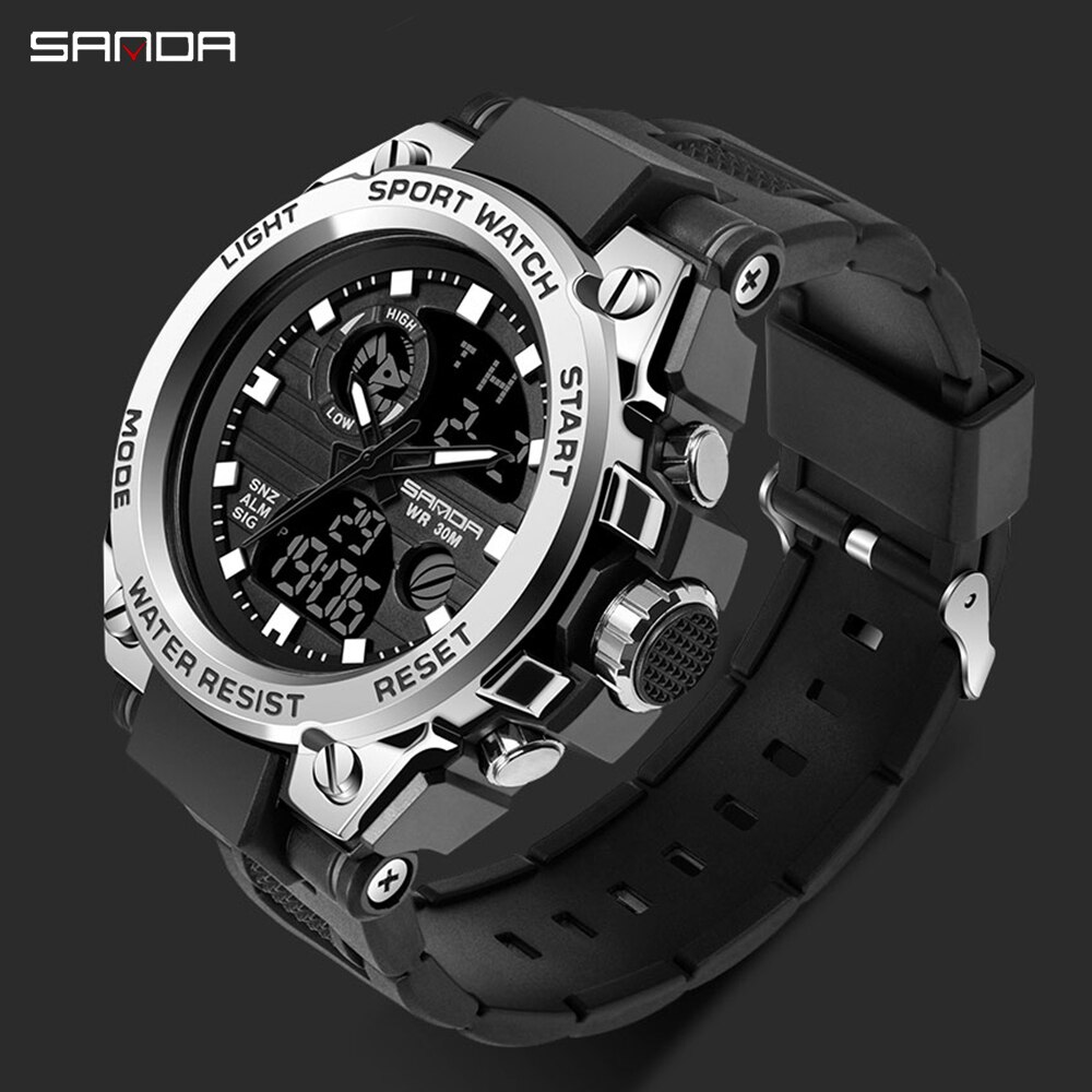 Reloj Digital SANDA estilo G para hombre, relojes deportivos militares con fecha, reloj de pulsera electrónico resistente al agua, reloj para hombre Orologio da uomo 739