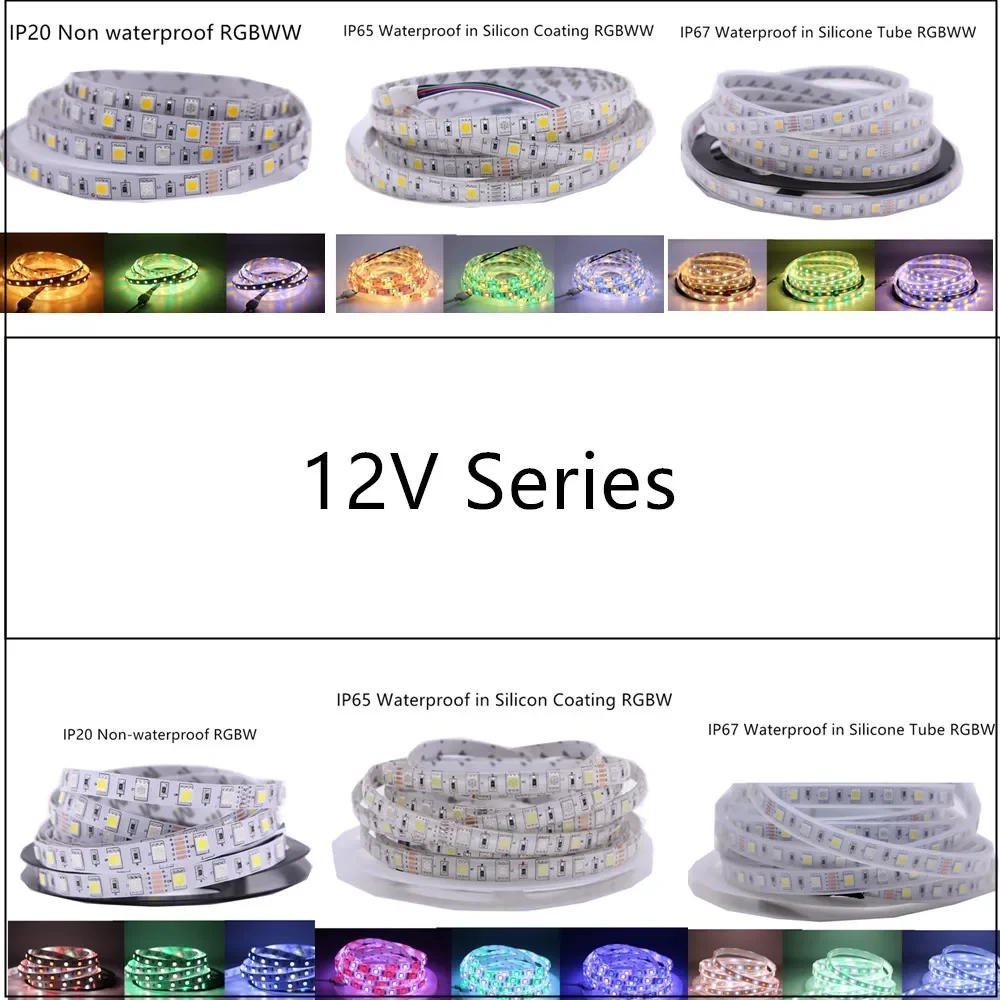Tira de luces LED SMD 5050 de 5M RGB RGBW (RGB + blanco) RGBWW (RGB + blanco cálido) RGBCCT tira de luces LED flexibles 5M/ 300 LED 12V 24V hogar