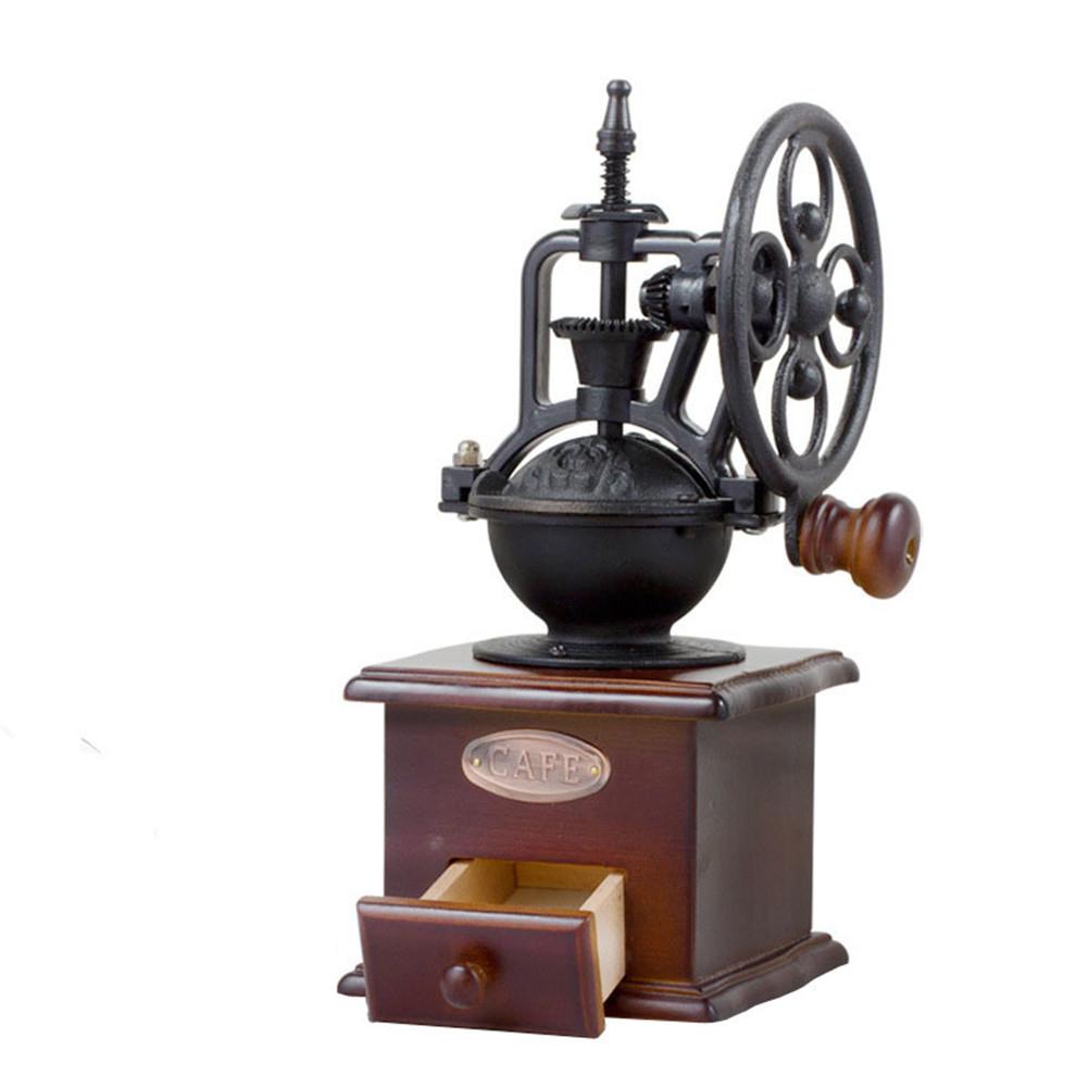 Manual Coffee Grinder Vintage Style Wooden Coffee Grinder Roller Grain Mill Hand Crank Coffee Grinder