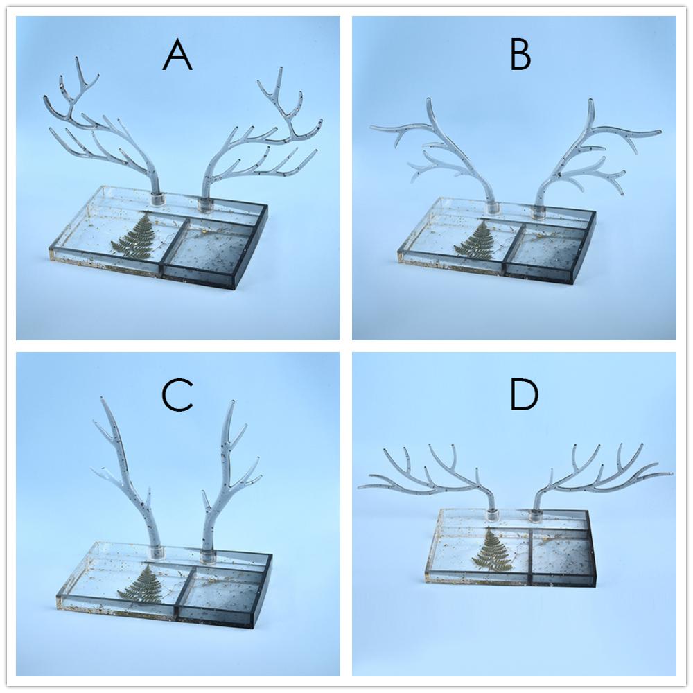 Silicone Mold Christmas Style Antler Tree Branch Jewelry Display Rack DIY Resin Crystal Epoxy Jewelry Tray Mould Tools