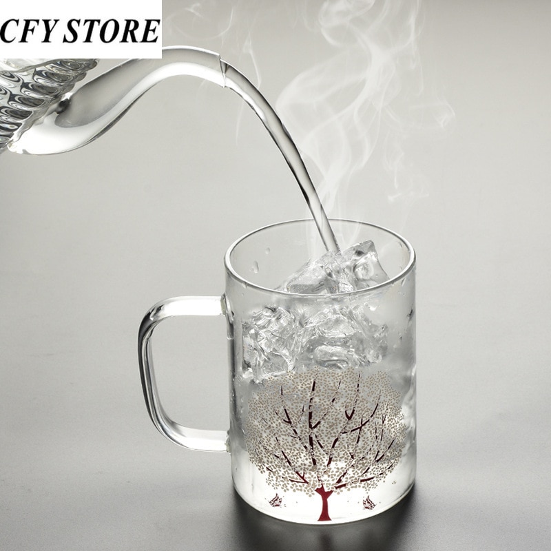 450ml Family Color-changing Glass Beer Mug Home Tea Wine Coffee Mug Water Drinking Glasses Kitchen Juice Milk Beverage Utensil