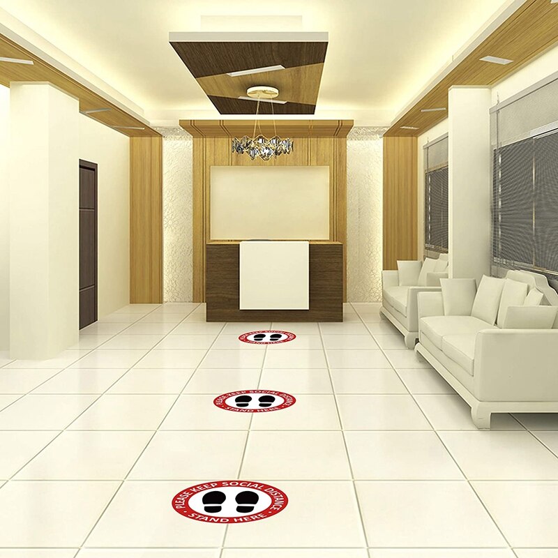 Sociale Isolatie Floor Decal 20.32 Cm Ronde Buitendiameter Verwijderbare Sticker 10 Veiligheid Vloer Teken