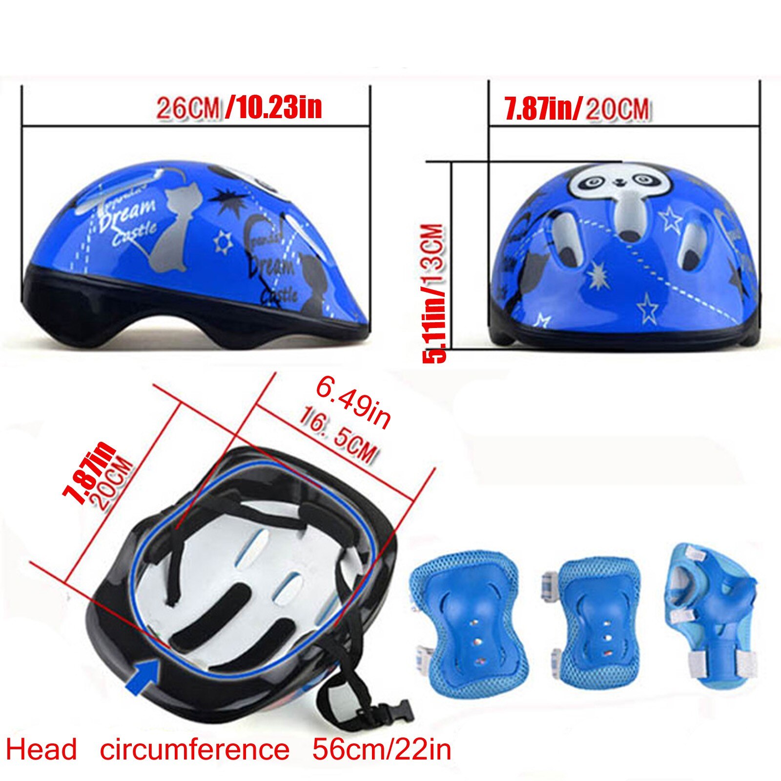 7 Stks/set Kinderen Skateboard Helm Beschermende Apparatuur Kids 7-In-1 Verstelbare Beschermende Knie Pols Guard Elleboog pad Set #40