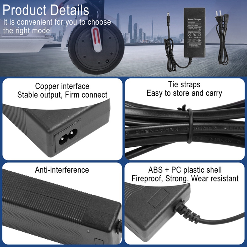 Electric Scooter Charger With Adapter Cable, Universal Electric Scooter Charger US Plug