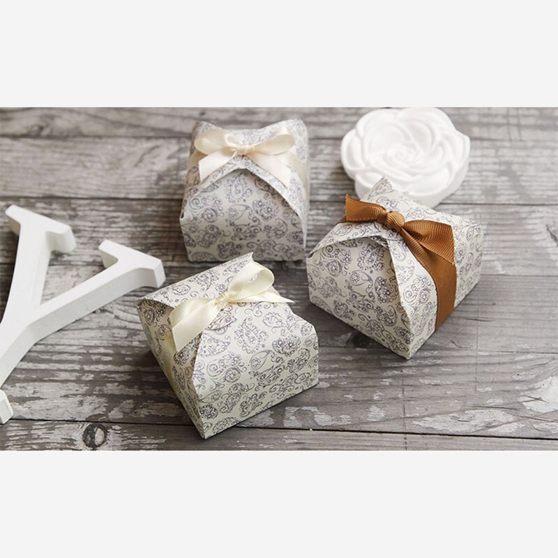 Prezent na imprezę słodkie pudełka na upominki weselne na cukierki ciasto czekoladowe torby Bonbonniere pudełka na kwiatki pudełko opakowanie Boite Dragees