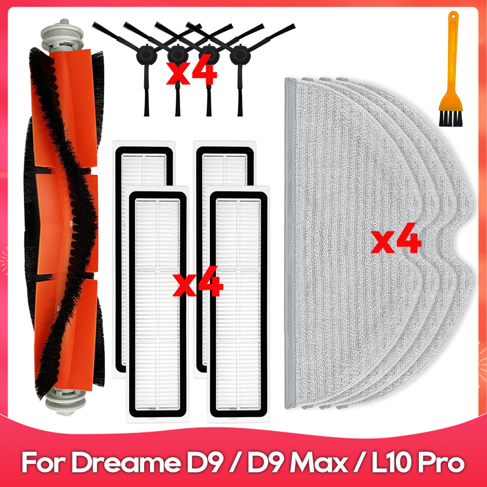 Fit For ( Dreame D9, D9 Max, L10 Pro, Trouver LDS Finder ) Roller Side Brush Mop Water Tank Filter Dust Box Accessory Part: SKY BLUE