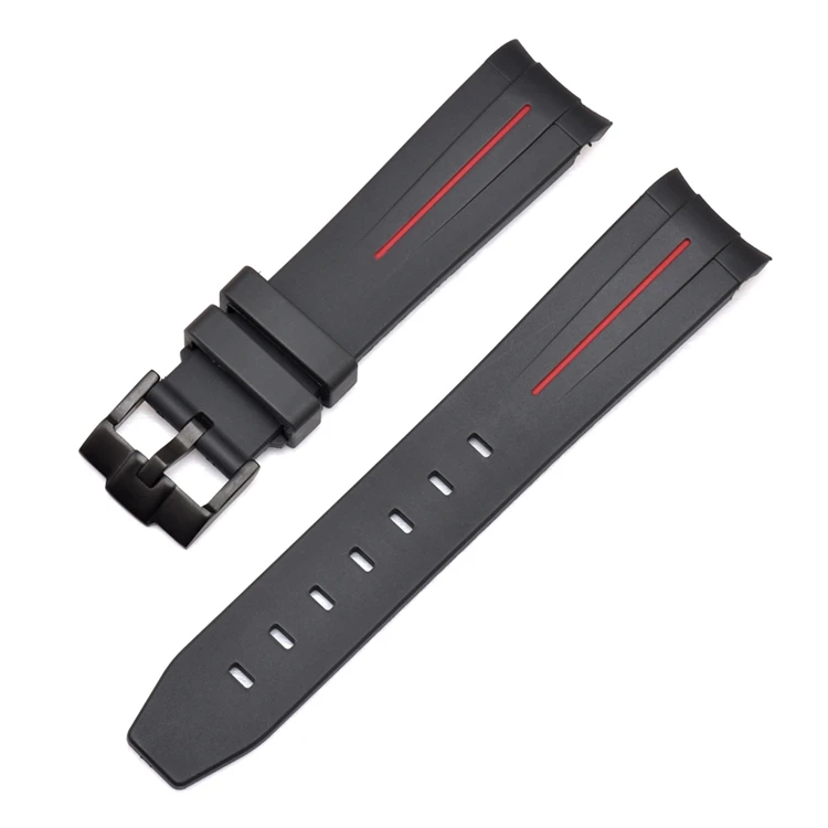 Correa de reloj para Omega X Swatch Joint MoonSwatch Speedmaster, correa de silicona de goma con extremo curvo, pulsera deportiva suave para hombres y mujeres de 20mm: Negro
