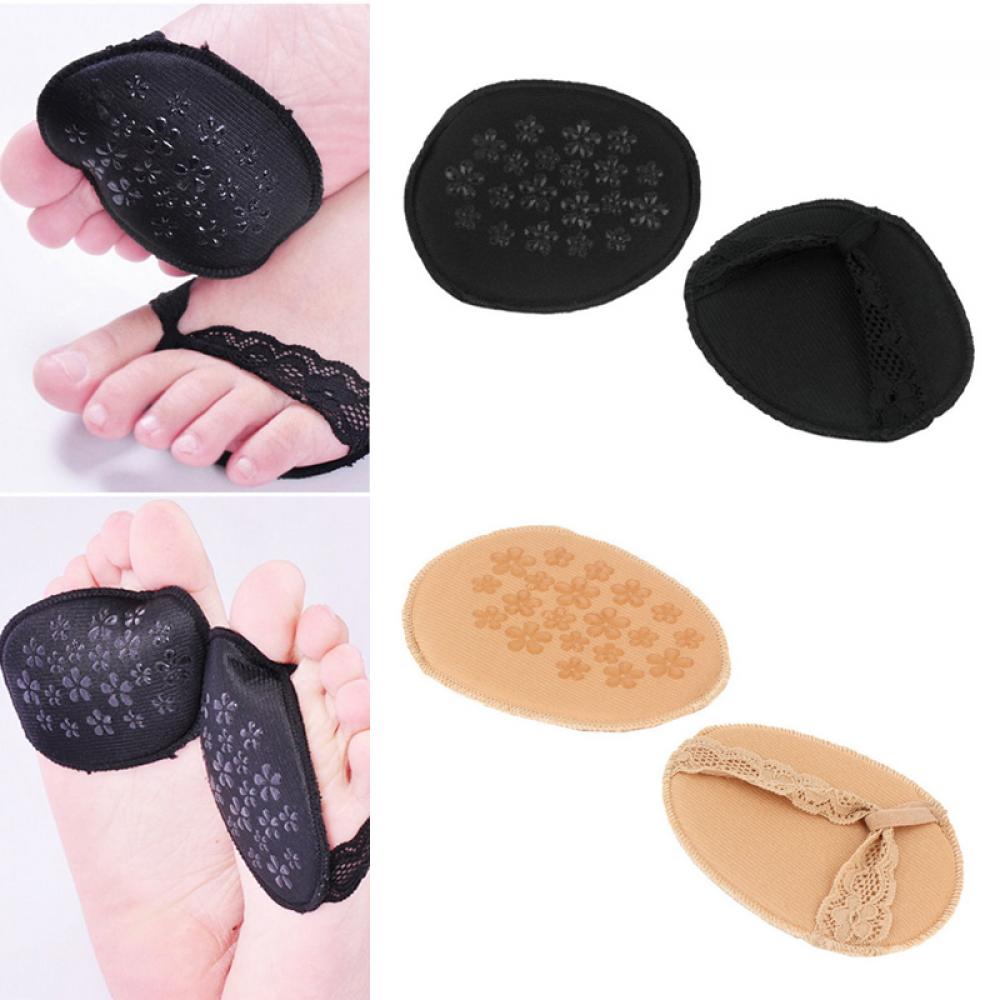 1 paar Frauen Damen bequem Spitze Schwamm Vorfuß Einlegesohlen unsichtbar Hohe Schuhe Mit Hohen Absätzen/Rutschfeste Halbe Hof Pads schwarz