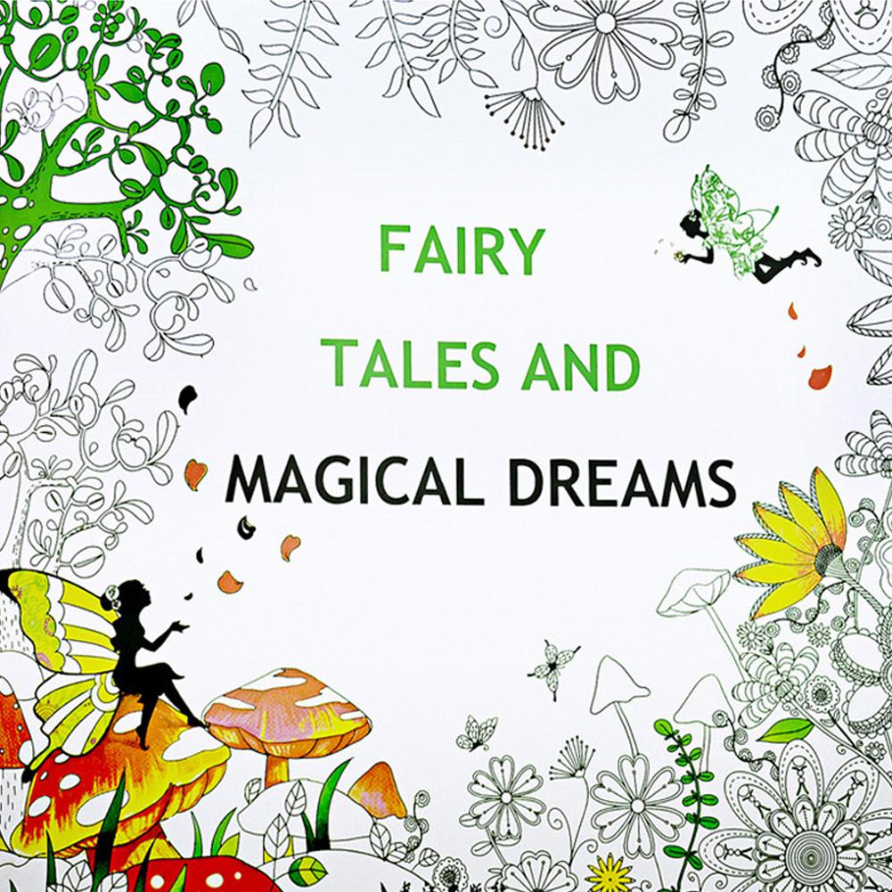 MeterMall 12 Pages Inside Secret Garden Adult Decompression Hand-painted Coloring Book Mysterious Garden Coloring Book: Fairytale Dreamland