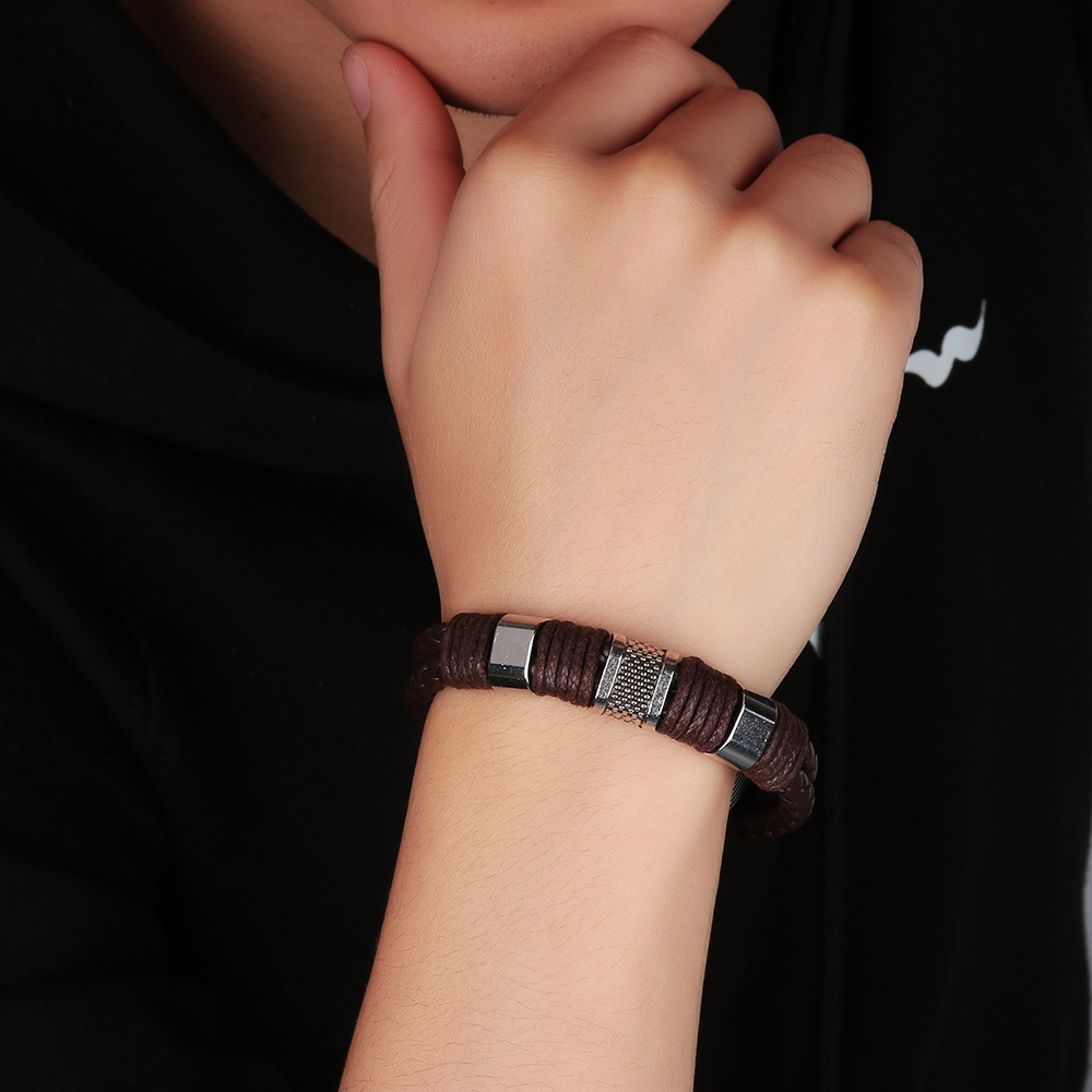 Männer Frauen Armband Neue Punk Stilvolle Leder Magnetische Geflochtene Schließe Armband Weave Bangle Schmuck