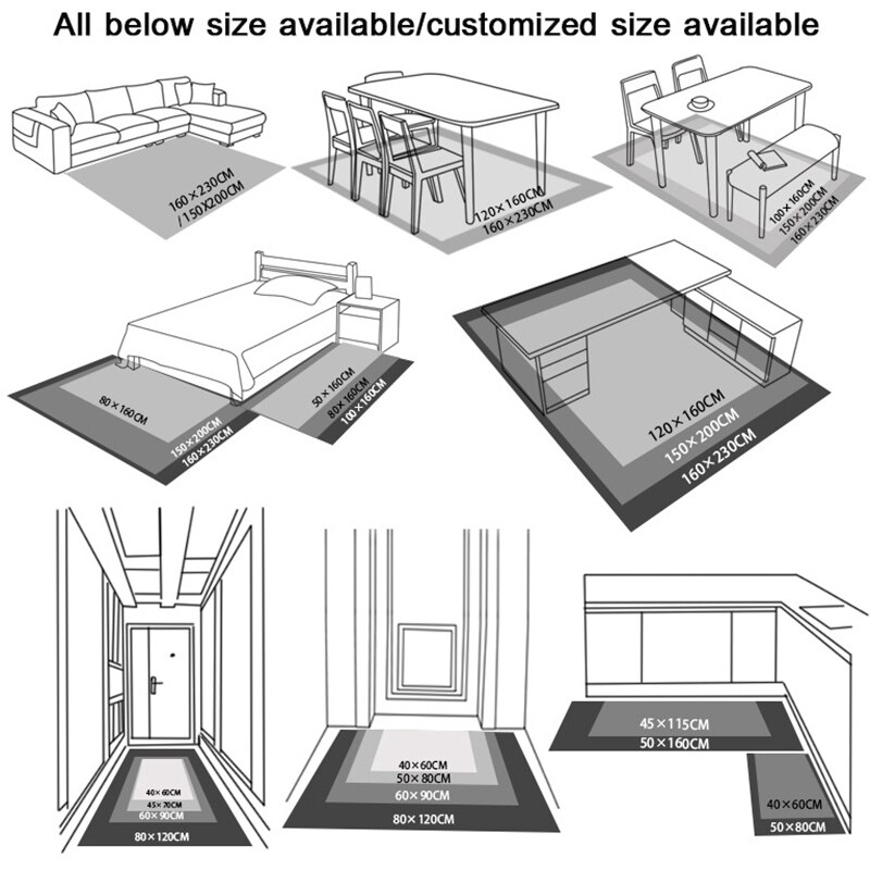 Moderna geometriska mattor för vardagsrum nordisk dekoration hemmattor sängbord abstrakt svart vit grå 160 x 230 halkfria mattor