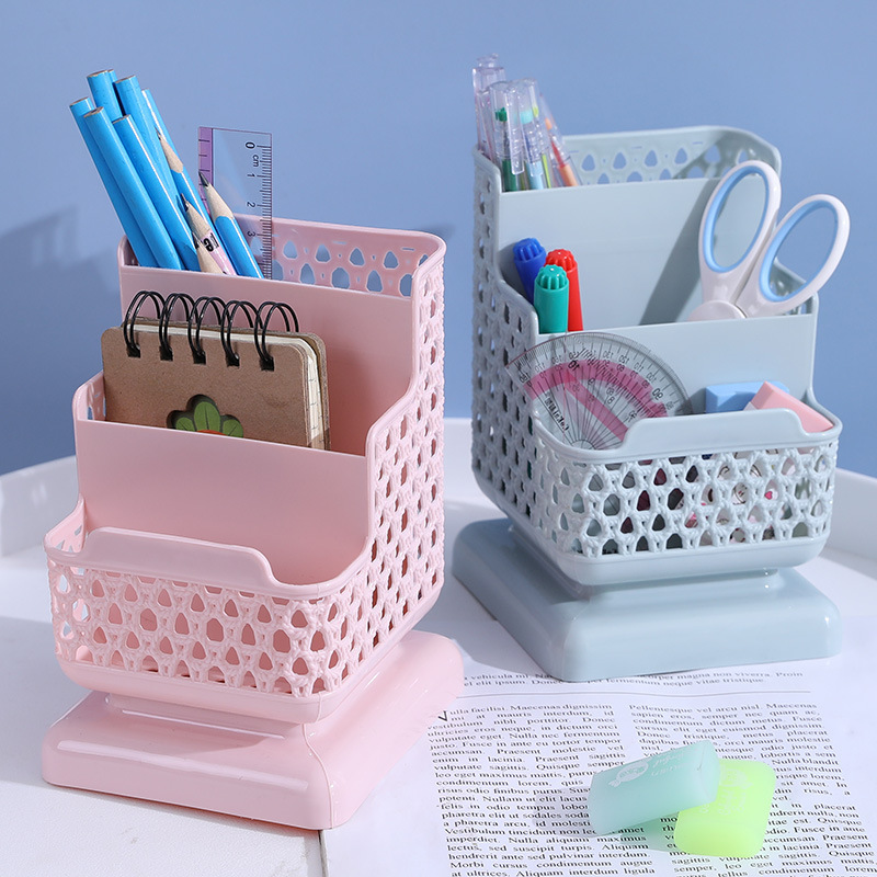 Large Capacity Cute Pen Holder Desk Accessories Pencil Solid Storage Box Desktop Organizer Stand Case School Office Stationery