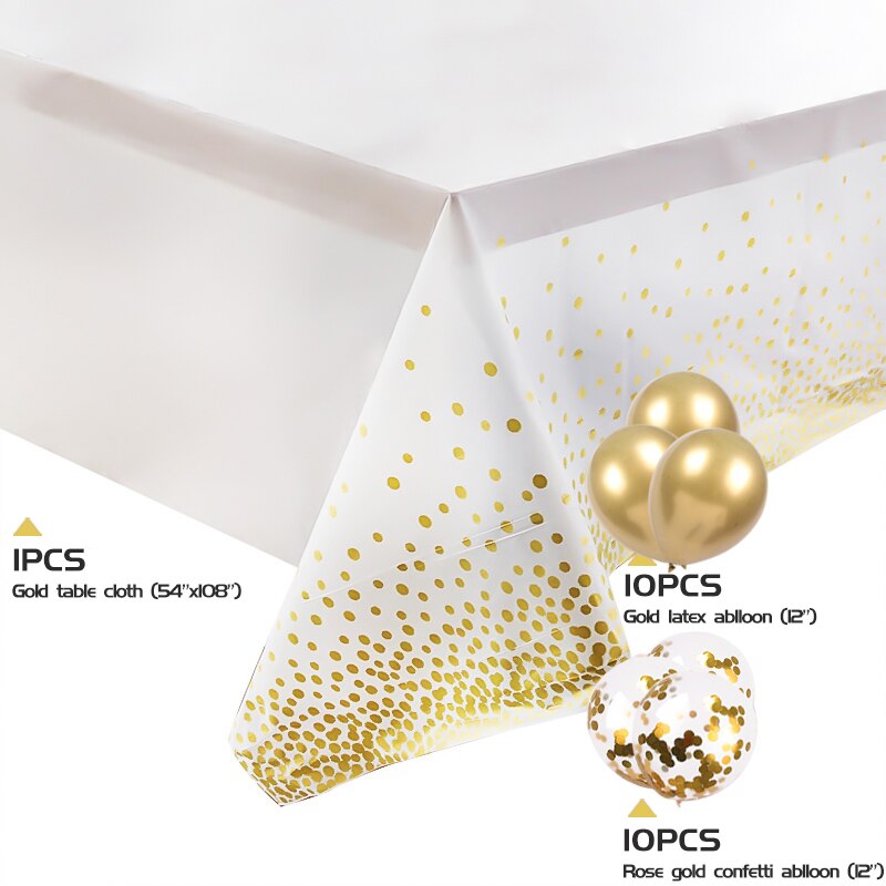 21pcs/set Disposable Party Table Cloths Rose Gold Dot Table Covers Confetti Balloons for Birthday Party Wedding Anniversary: 21pcs kit B