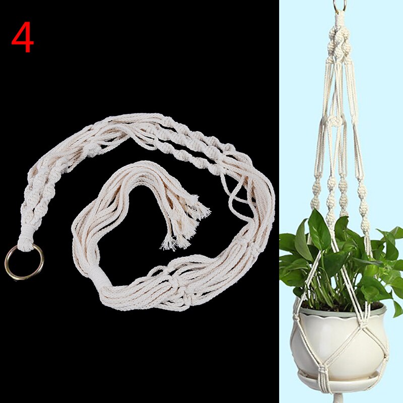 1 *  blomsterpotte lanyard pot holder macrame plante bøjle hængende planter kurv jute reb flettet håndværk: N4
