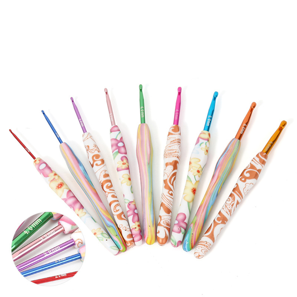 9PCS Crochet Hooks Set MultiColor Ergonomic Crochet Hooks Crochet Lovers