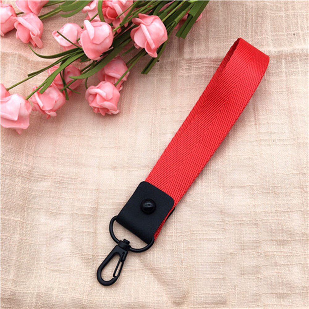 Effen Kleur Lanyards Tag Houder Neck Hang Id-kaart Lanyards Polsbandje Sleutel Touw Mobiele Telefoon Riemen Id-kaart Sleutelhanger zwart Rood: S red