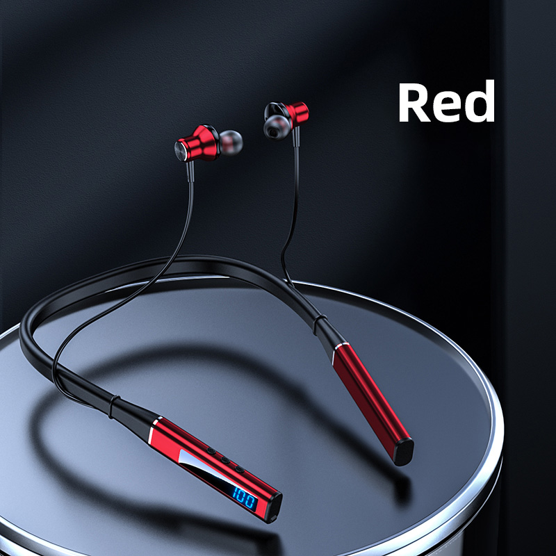5.1 Bluetooth Headphon 100 Uur Afspelen Bass In Ear Headset Draadloze Earphon Nekband Waterdichte Hoofdtelefoon Tf Card Magneet: WBP18-Red