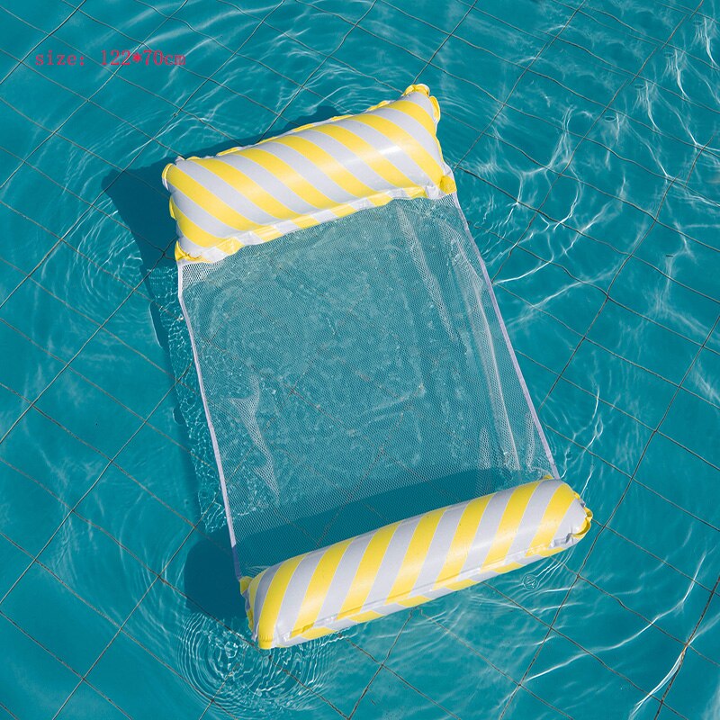 Opblaasbare Water Speelgoed Voor Volwassen Hangmat Deckchair Water Opvouwbare Deckback Deckchair Opblaasbare Drijvende Hangmat Outdoor Speelgoed: stripe yellow