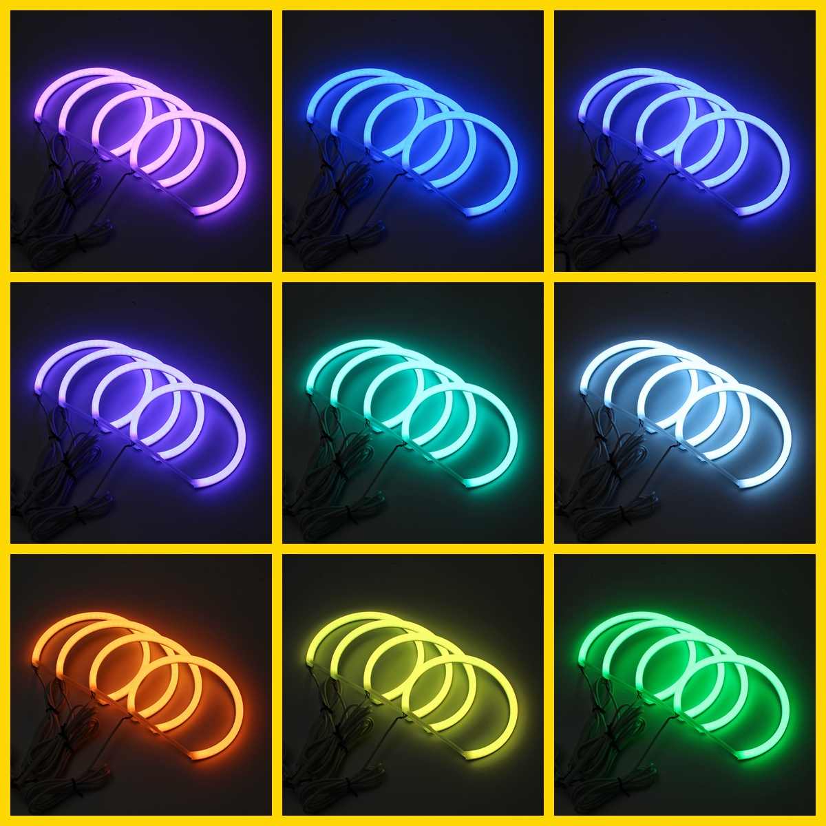 Headlight Multi-color RGB LED Angel Eyes Halo Ring Eye Light Remote Control for BMW E46 E90 E91 2PCS 131mm 2PCS 146mm