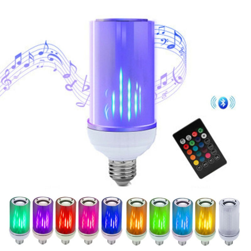 E27 8W Led Light Music Lamp LED Rainbow Flame Light Bulb Party Lamps Bluetooth Speaker Remote RGB